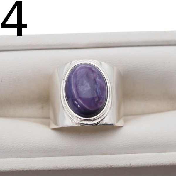 Czaroit i srebro - Sygnet owal (Rozmiary Jubilerskie 16, 18, 20, 22)