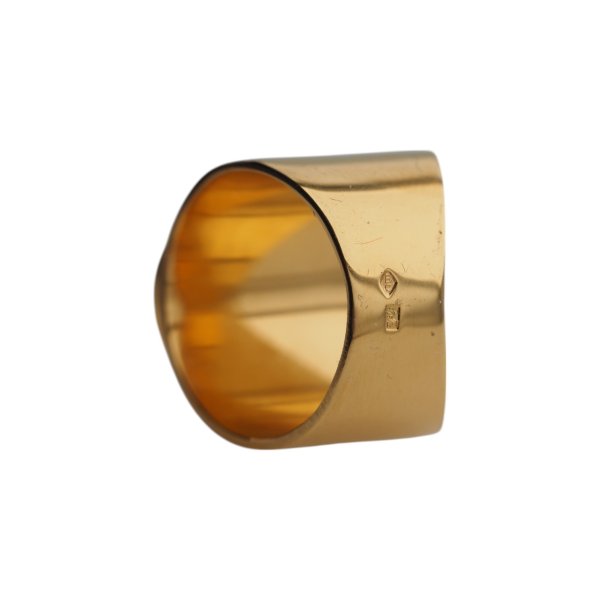 Kamień Księżycowy i srebro złocone - pierścionek sygnet