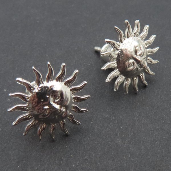 Srebro Ag - kolczyki sztyfty słońce 12 mm
