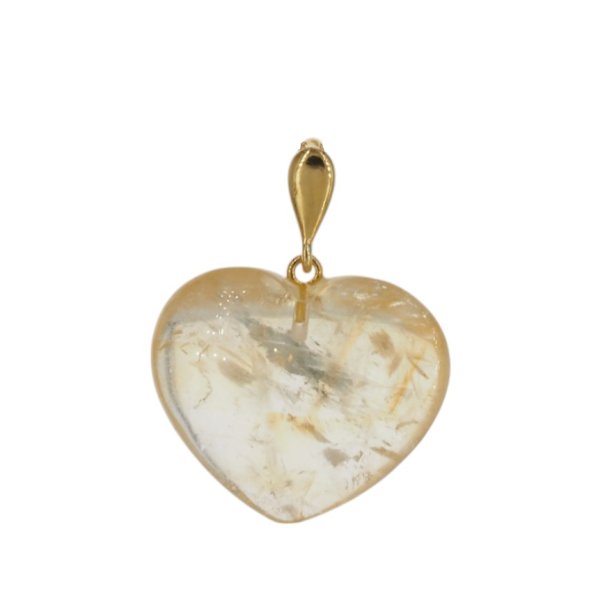 Cytryn i srebro złocone - zawieszka serce 25 mm