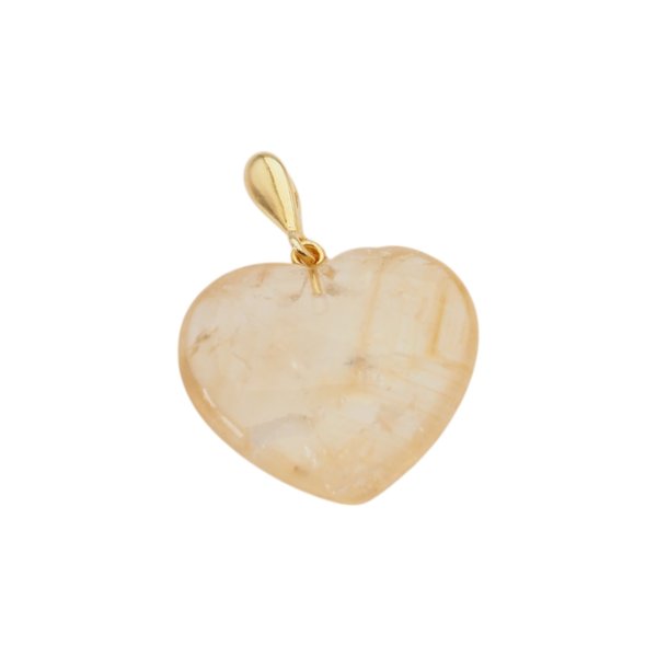 Cytryn i srebro złocone - zawieszka serce 25 mm