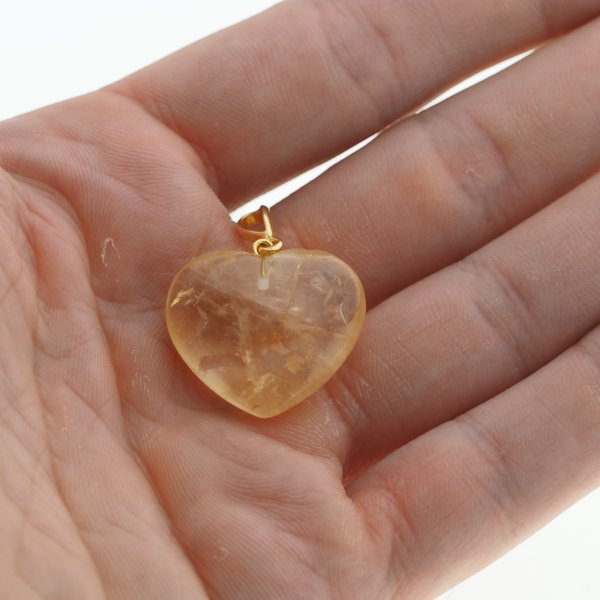 Cytryn i srebro złocone - zawieszka serce 25 mm