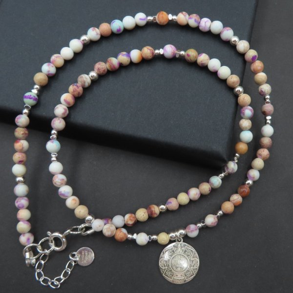 Jaspis i Hematyt w srebrze  - naszyjnik