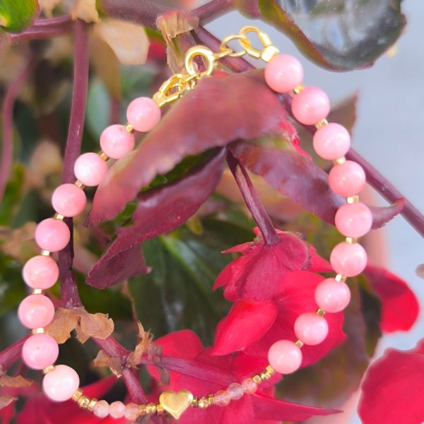 Koral, Kamień Słoneczny i Hematyt w srebrze złoconym - bransoletka