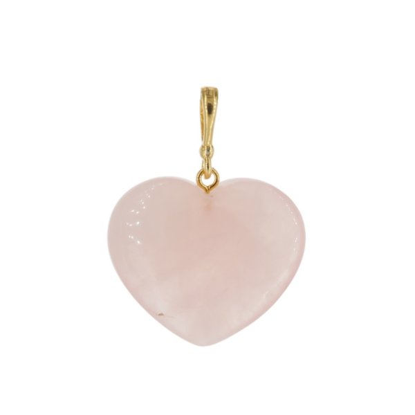 Kwarc Różowy i srebro złocone - zawieszka serce 25 mm