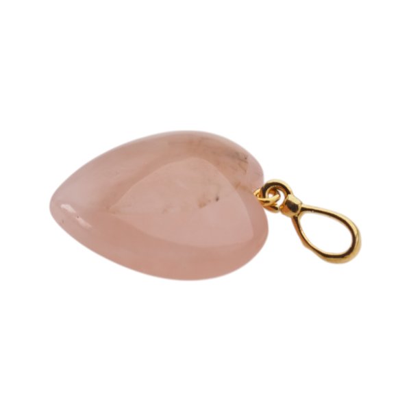 Kwarc Różowy i srebro złocone - zawieszka serce 25 mm