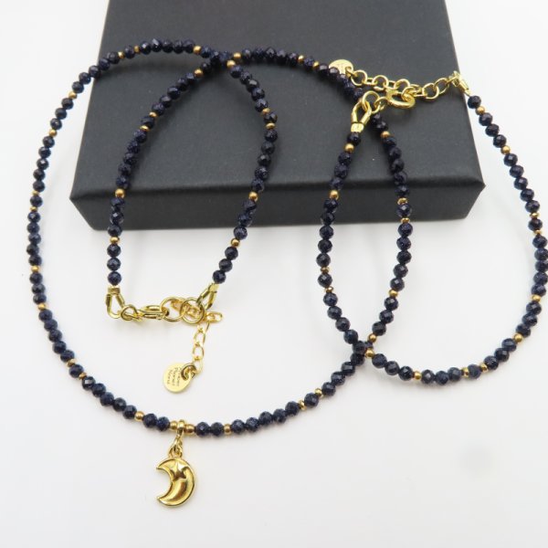 Noc Kairu i Hematyt w srebrze złoconym - naszyjnik i bransoletka