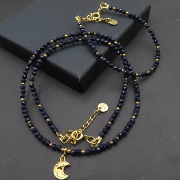 Noc Kairu i Hematyt w srebrze złoconym - naszyjnik i bransoletka