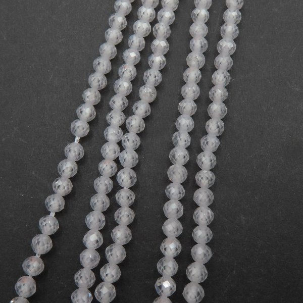 Cyrkon syntetyczny biały fasetowane kulki 3 mm – sznur ok. 38 cm