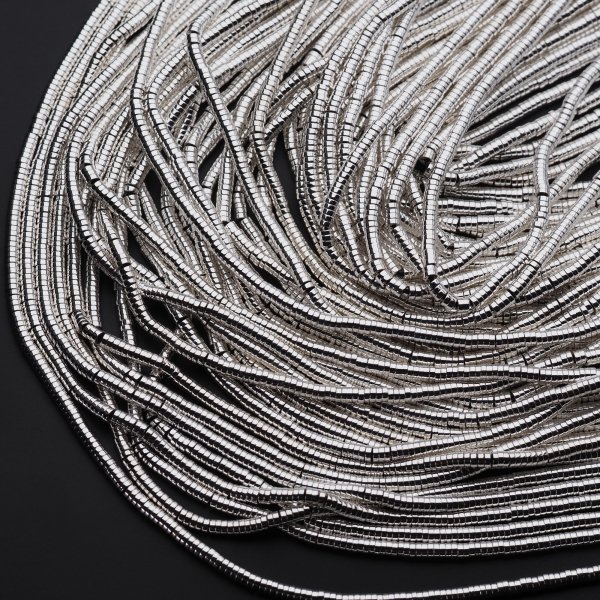 Hematyt walce 3x1 mm srebrny (sznur)