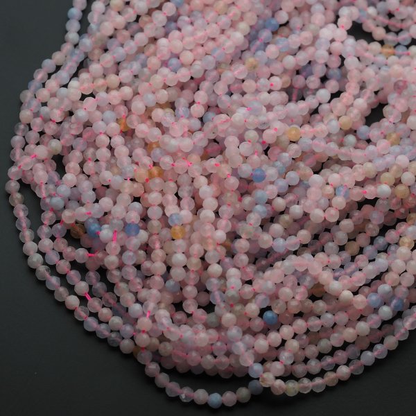 Morganit fasetowany kulki 3,8 mm (sznur)