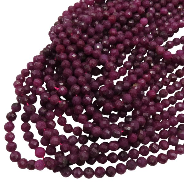 Rubin fasetowane kulki 5mm (sznur)