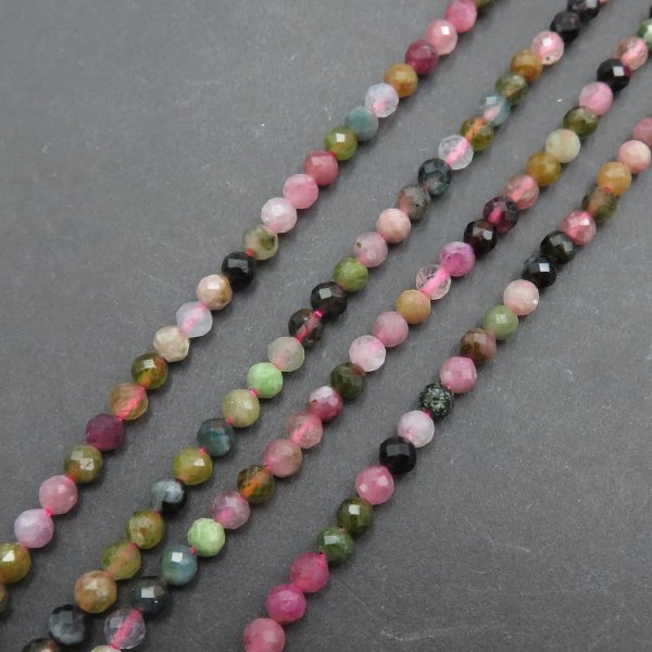 Turmalin kolorowy fasetowany kulki 3,5 mm (sznur)