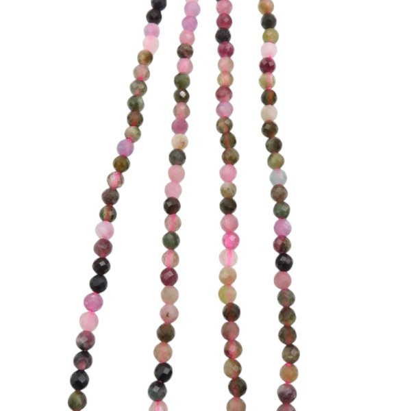 Turmalin kolorowy fasetowany kulki 3 mm (sznurek)