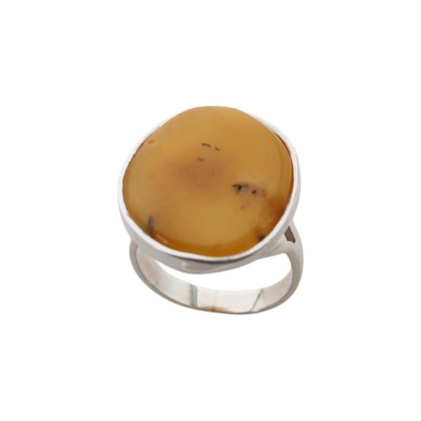 Bursztyn mleczny w srebrze - pierścionek