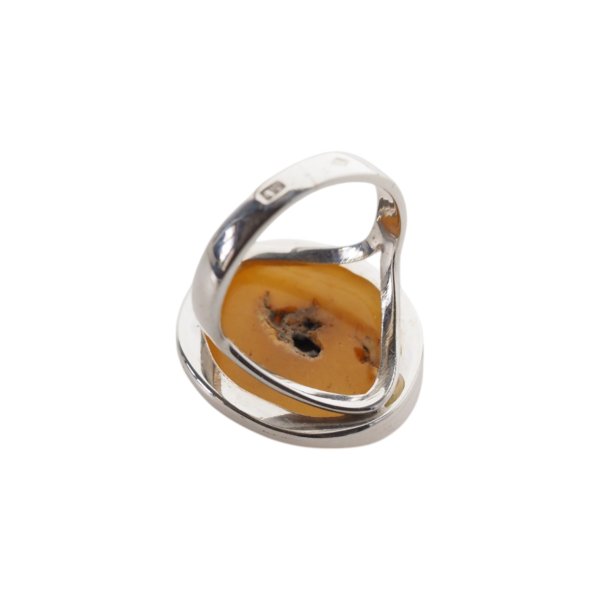 Bursztyn mleczny w srebrze - pierścionek