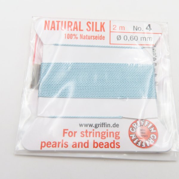 Nici Jedwabne turkusowe z igłą - 0,6mm/2 metry