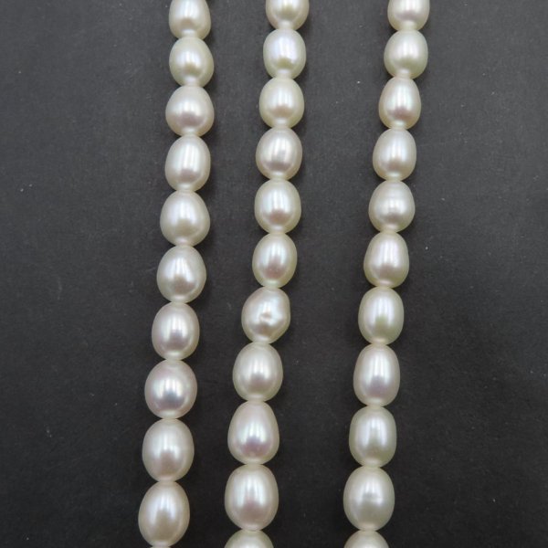 Perły Naturalne Hodowane białe ryż 5-6 nr 375 mm (sznur)