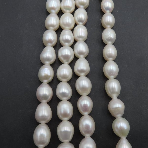 Perły Naturalne Hodowane białe ryż 6-7 nr 384 mm (sznur)