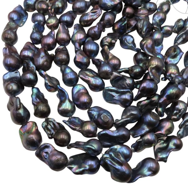 Perły Naturalne Hodowane fioletowe barok nr 374 (sznur)