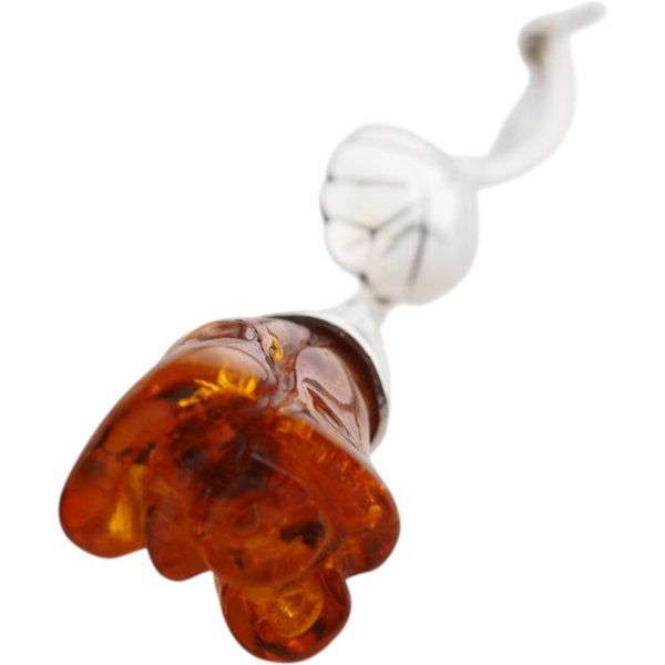 Bursztyn koniakowy i srebro - broszka róża