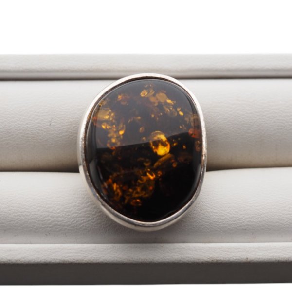 Pierścionek - Bursztyn koniakowy i srebro 925 (rozmiar 15)