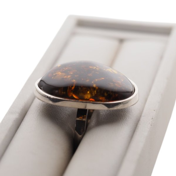 Pierścionek - Bursztyn koniakowy i srebro 925 (rozmiar 15)