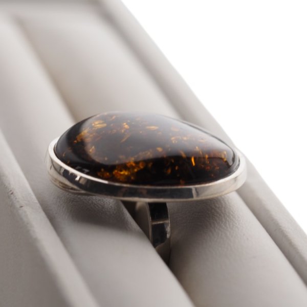 Pierścionek - Bursztyn koniakowy i srebro 925 (rozmiar 15)