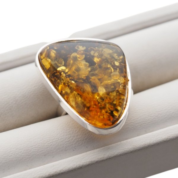 Pierścionek - Bursztyn złoto-miodowy i srebro 925 (rozmiar 17)