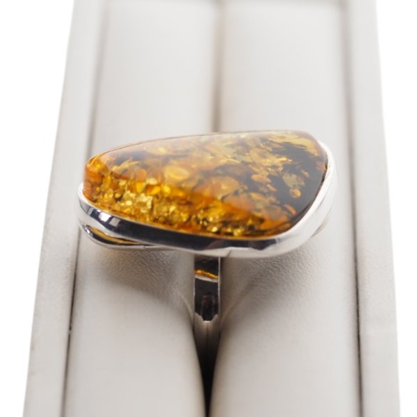 Pierścionek - Bursztyn złoto-miodowy i srebro 925 (rozmiar 17)