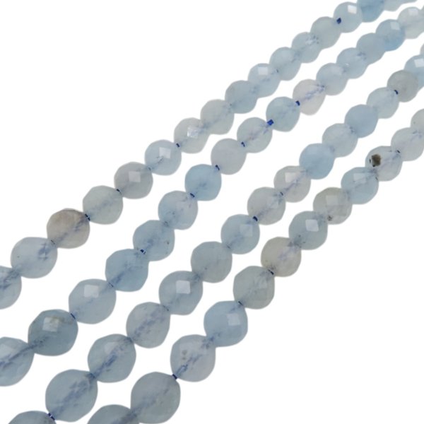 Akwamaryn fasetowany - kulki 5 mm (sznur 39 cm)