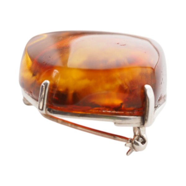 Koniakowy Bursztyn i srebro - broszka