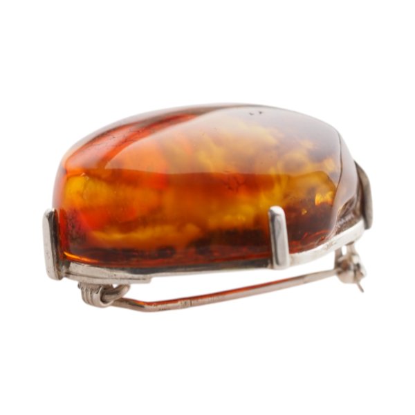 Koniakowy Bursztyn i srebro - broszka