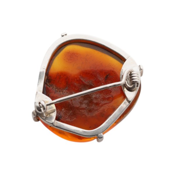 Koniakowy Bursztyn i srebro - broszka