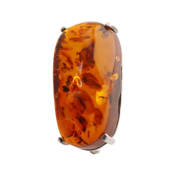 Koniakowy Bursztyn z łuskami i srebro - broszka