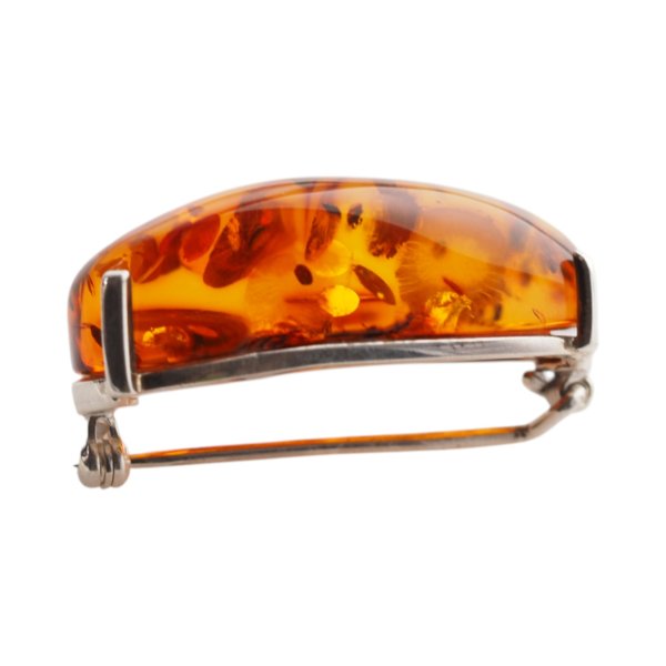 Koniakowy Bursztyn z łuskami i srebro - broszka