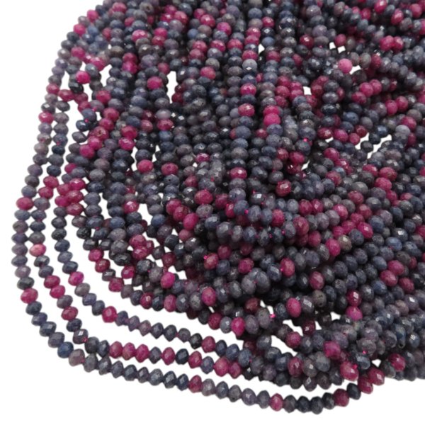 Mix kamieni: Rubin i Szafir fasetowane oponki 4x3 mm (sznur)
