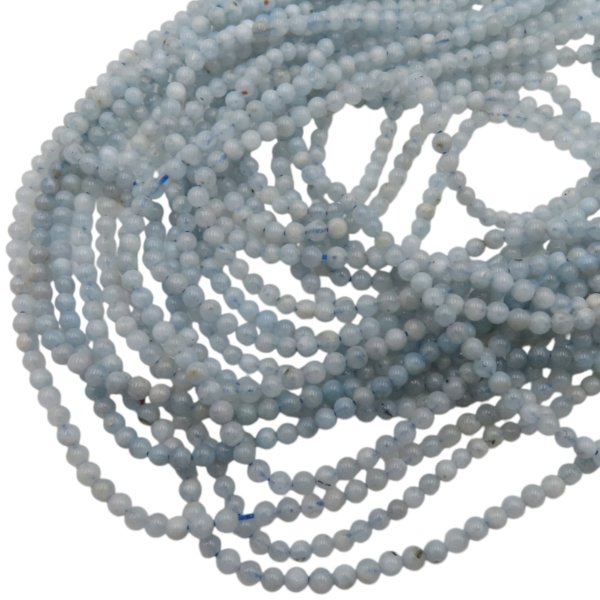 Akwamaryn polerowane kulki 3,5mm (sznur 40,5 cm)