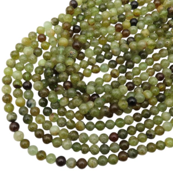 Granat Zielony polerowany kulka 6 mm (sznur 39 cm)