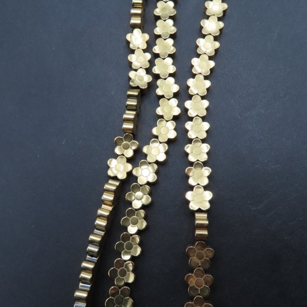 Hematyt złocony AU kwiatek 6x3 mm (sznur 40 cm)