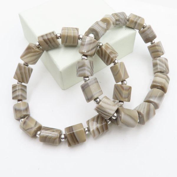 Krzemień Pasiasty walce - bransoletka