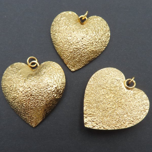 Srebro młotkowane złocone Ag - zawieszka duże serce 30 mm