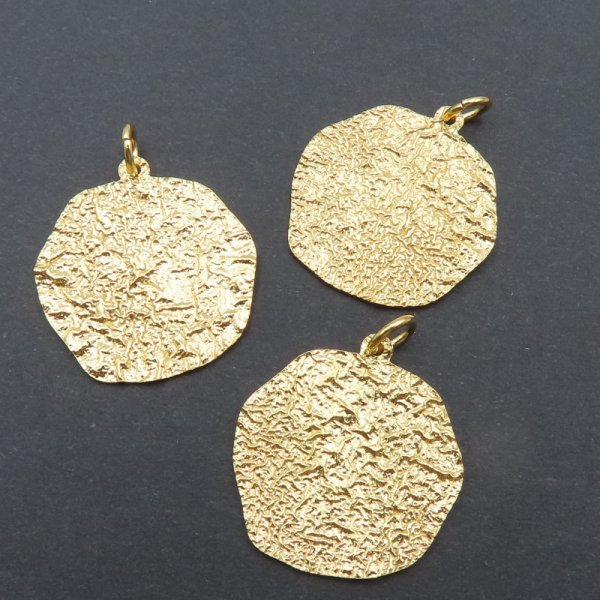 Srebro złocone Ag - zawieszka młotkowana 20 mm