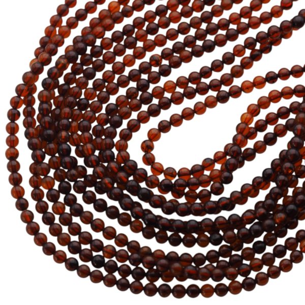 Bursztyn koniakowy polerowany kulka 5 mm (sznur 39 cm)
