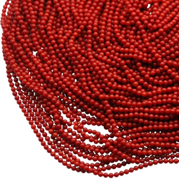 Koral czerwony polerowany kulka 3 mm (sznur 39 cm)