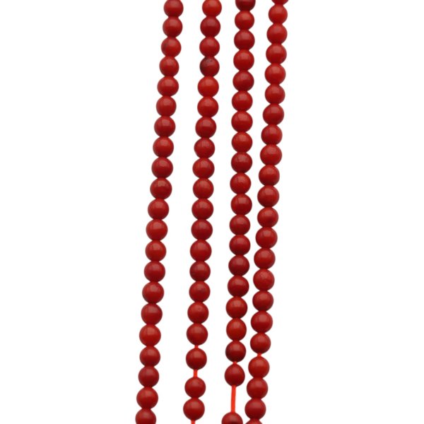 Koral czerwony polerowany kulka 3 mm (sznur 39 cm)
