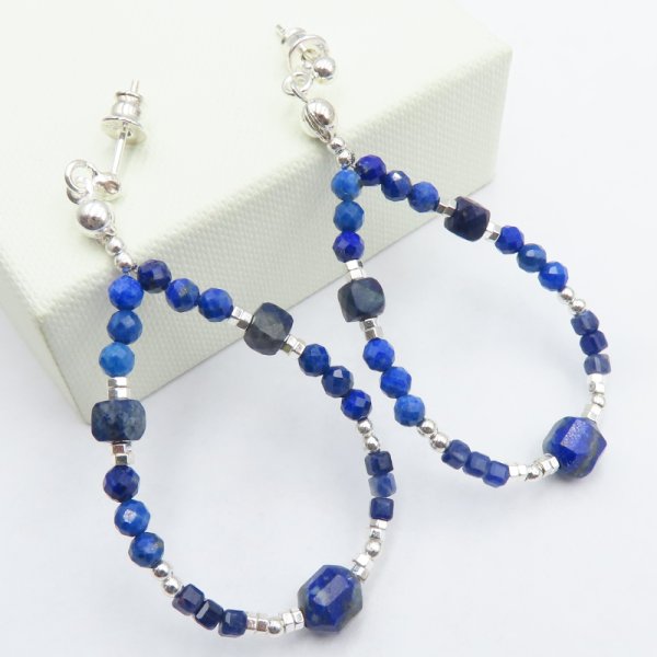 Lapis Lazuli, Hematyt i srebro - kolczyki