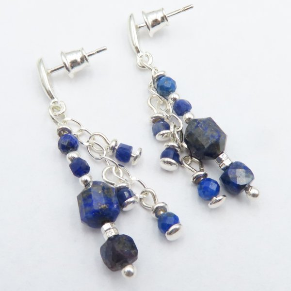 Lapis Lazuli, Hematyt i srebro - kolczyki