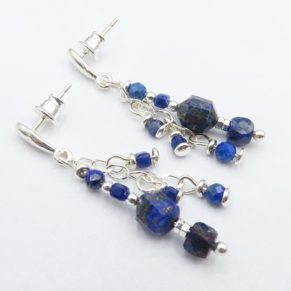Lapis Lazuli, Hematyt i srebro - kolczyki