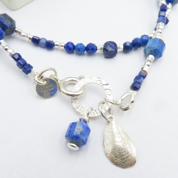 Lapis Lazuli  i hematyt w srebrze - naszyjnik 